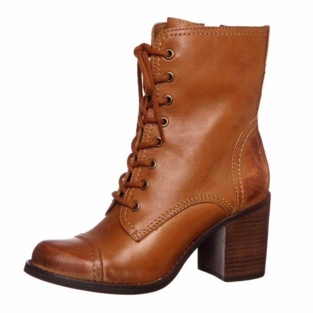 Steve Madden Whit Lace-Up Leather Heel Boots 7.5 - Picture 2 of 8